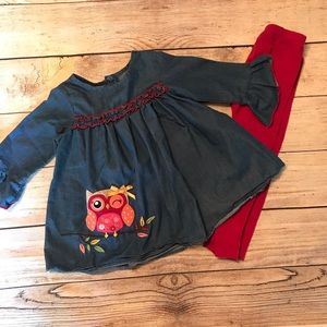 #B24 Denim owl top with leggings